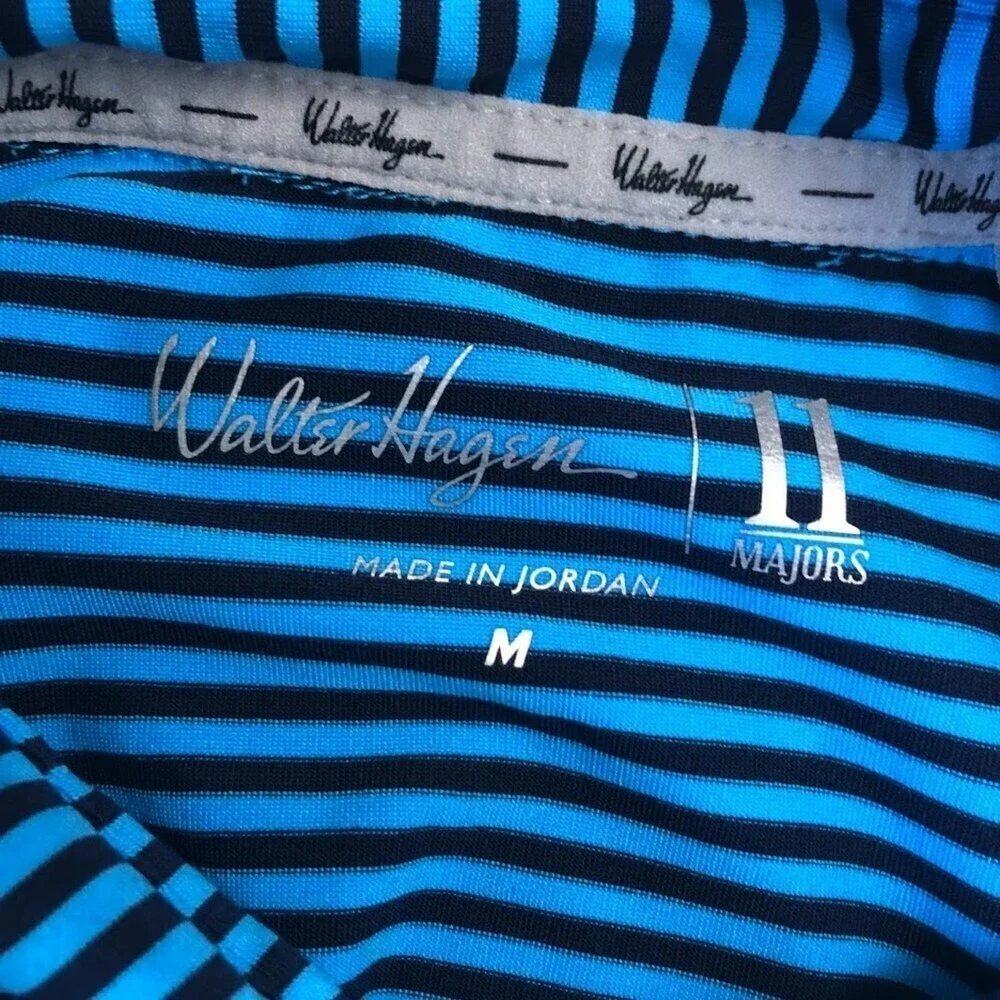 Walter Hagen Set of 2 Men's Golf Polo Shirts Red Blue Striped 11 Majors Medium